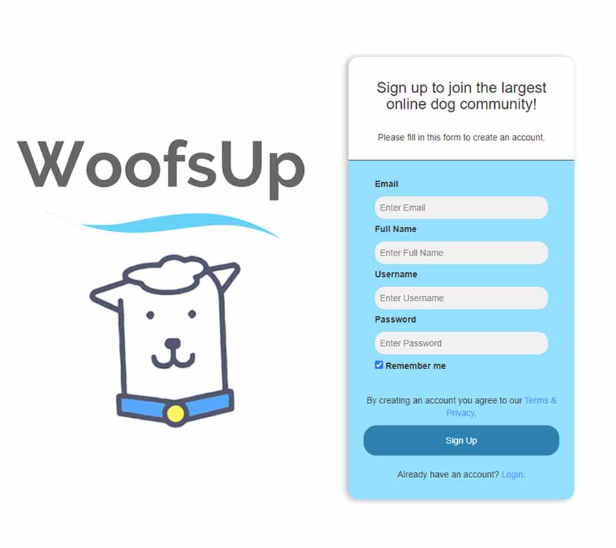 Image showing woofs up website